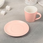 Кофейная пара керамическая Доляна «Стелла», чашка 90 мл, блюдце 11,2 см, цвет розовый - Фото 2