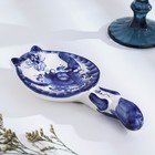 Подставка под ложку «Кот», фарфор гжель - Фото 2