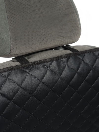 Накидка-незапинайка на спинку сиденья Cartage, экокожа, ромб, черный, 60×40 см, черный