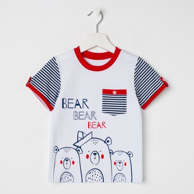 Футболка для мальчика, цвет белый/синий/красный, рост 122 см (64)