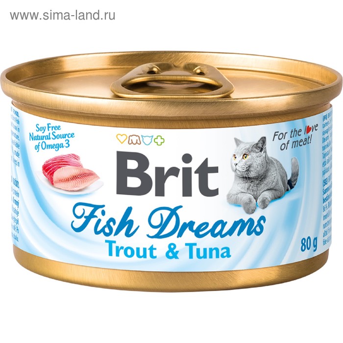 Влажный корм Brit Fish Dreams для кошек, форель и тунец, 80 г - Фото 1