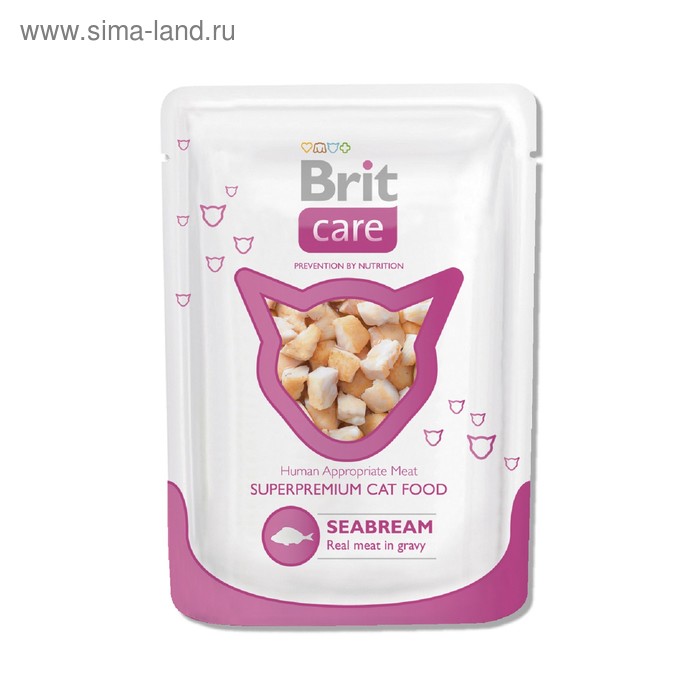 Влажный корм Brit Care White Fish для кошек, морской лещ, 80 г - Фото 1