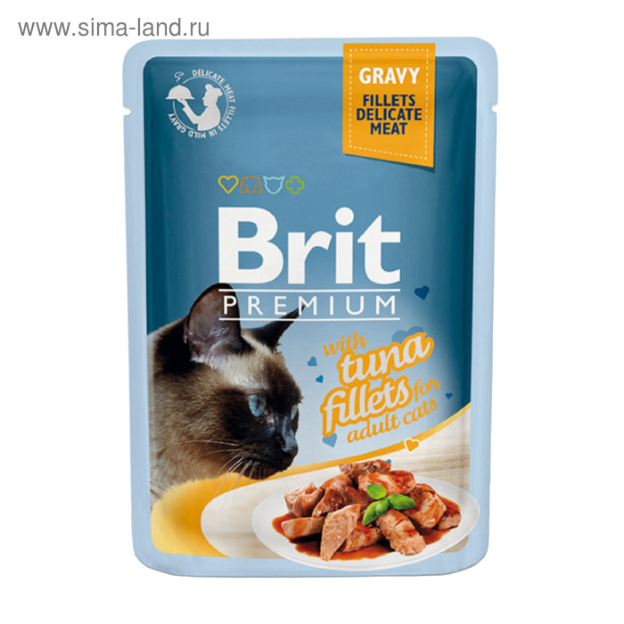 Влажный корм Brit Premium для кошек, кусочки из филе тунца в соусе, 85 г - Фото 1