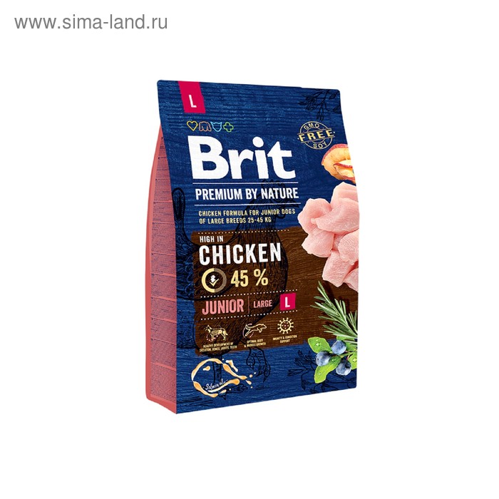 Сухой корм Brit Premium by Nature Junior L для собак, крупных пород, 3 кг - Фото 1