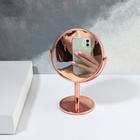 Зеркало в подарочной упаковке «Круг», двустороннее, с увеличением, d зеркальной поверхности 8,7 см, цвет золотистый - фото 24994230