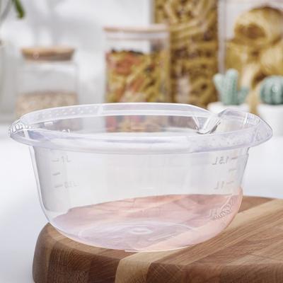 Миска с мерным делением, 1.5 л, прозрачная