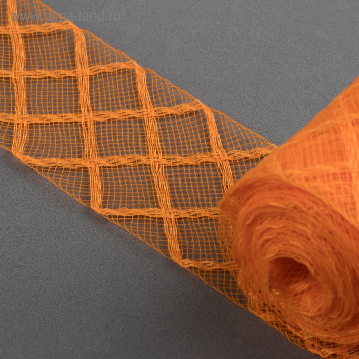 Регилин плоский «Клетка», 45 мм, 5 ± 0,5 м, цвет оранжевый - Фото 1
