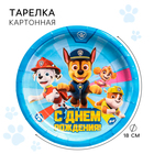 Тарелка бумажная одноразовая «С Днем Рождения!», 18 см, Щенячий патруль - Фото 1