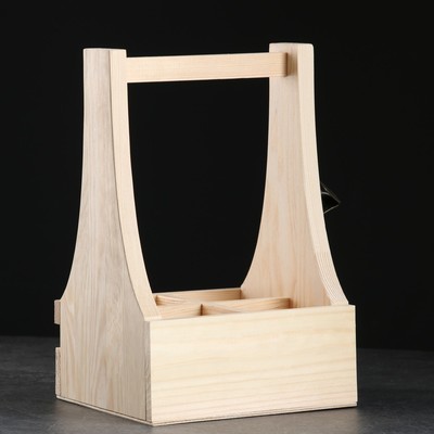 Ящик для пива, 30×18×19 см, под 4 бутылки, с открывашкой, деревянный