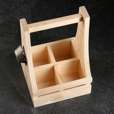 Ящик для пива, 30×18×19 см, под 4 бутылки, с открывашкой, деревянный