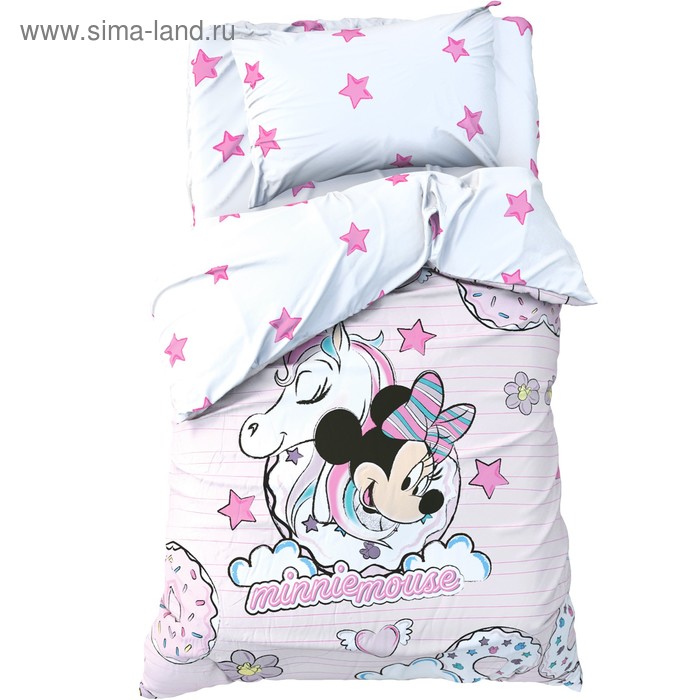 Детское постельное бельё 1,5 сп "Minnie Mouse" с единорогом, 143*215 см, 150*214 см, 50*70 см -1 шт, поплин