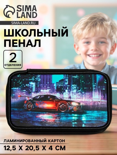 Пенал школьный, 2 секции, 12.5×20.5×4 см «Драйв»