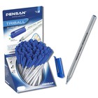 Ручка шариковая масляная Pensan Triball, узел-игла 1.0 мм, трёхгранная, чернила синие + дисплей - фото 320423845