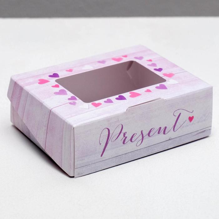 Коробка кондитерская складная, упаковка «Present», 10 х 8 х 3.5 см