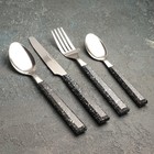 УЦЕНКА Набор столовых приборов 24 предмета на подставке «Мрамор чёрный», (1.2 мм) - Фото 1