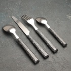 УЦЕНКА Набор столовых приборов 24 предмета на подставке «Мрамор чёрный», (1.2 мм) - Фото 2