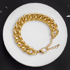 Браслет металл «Цепь» грань, L=17.5 см, цвет золото
