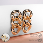 Серьги «Цепь» плоские звенья, цвет золото - Фото 2