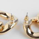 Серьги «Цепь» плоские звенья, цвет золото - Фото 3