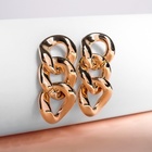 Серьги «Цепь» плоские звенья, цвет золото - Фото 6