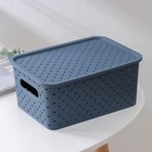 Корзина для хранения с крышкой Виолет «Береста», 3 л, 23,5×17,3×10,5 см, синяя - Фото 1