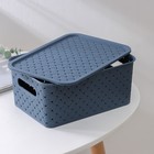 Корзина для хранения с крышкой Виолет «Береста», 3 л, 23,5×17,3×10,5 см, синяя - Фото 3