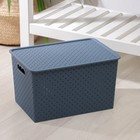 Корзина для хранения с крышкой «Береста», 14 л, 35×24.5×20.5 см, синяя - Фото 3