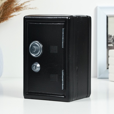 Копилка "Сейф" черный, 12х10х18см
