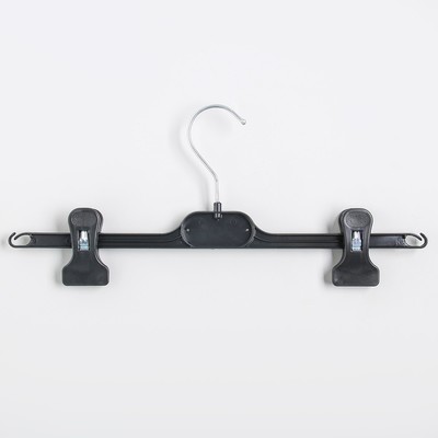 Вешалка для брюк и юбок с зажимами, 35×15 см, цвет чёрный