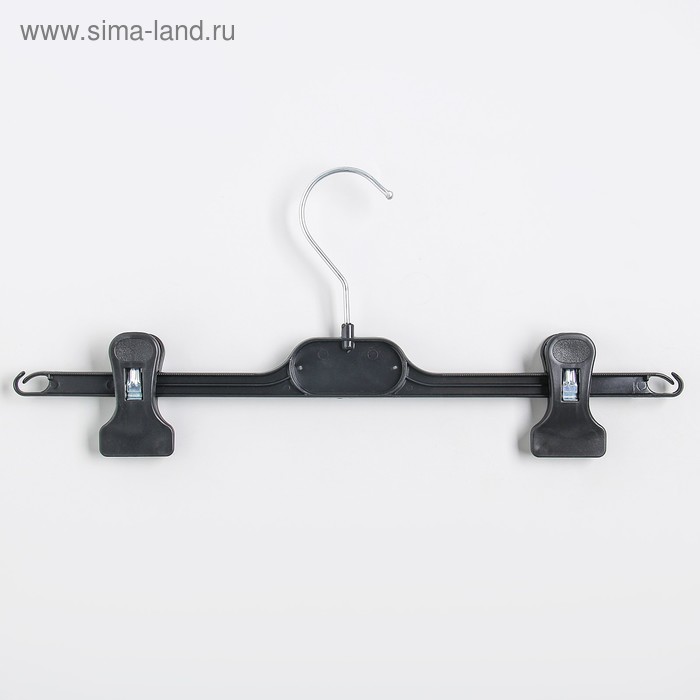 Вешалка для брюк и юбок с зажимами, 35×15 см, цвет чёрный - Фото 1