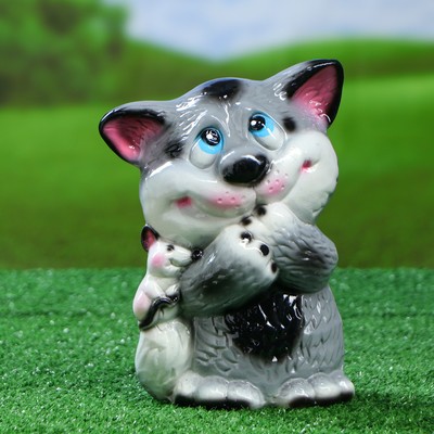 Садовая фигура "Кот Филя", серый, керамика, 24 см