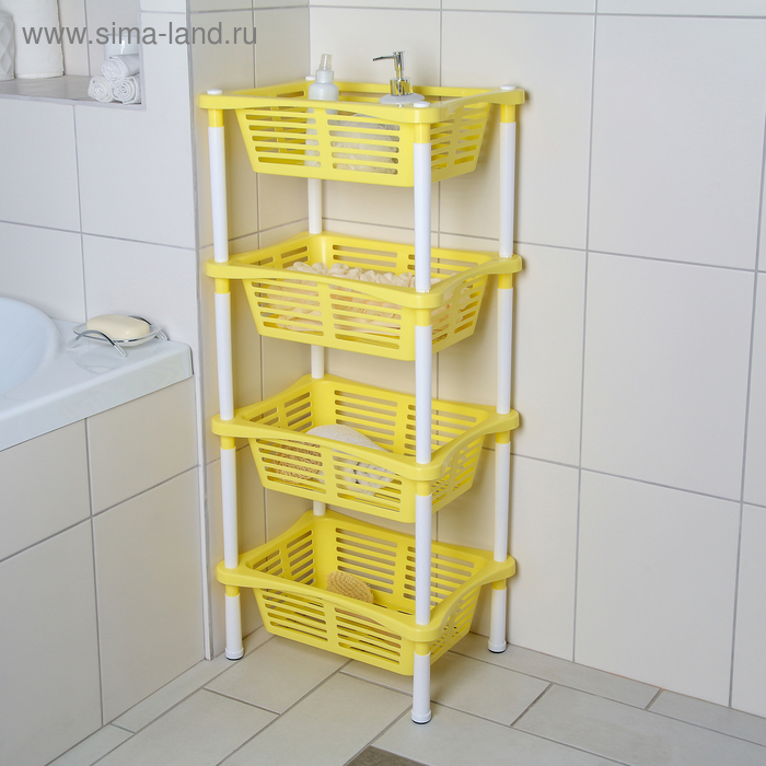 Этажерка напольная с корзинками 4-х секционная Krita, цвет жёлтый - Фото 1