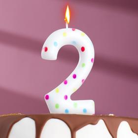 Свеча в торт на день рождения «Конфетти», цифра '2' , ГИГАНТ, 9 см