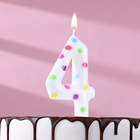 Свеча в торт на день рождения «Конфетти», цифра "4" , ГИГАНТ, 9 см - фото 23757817