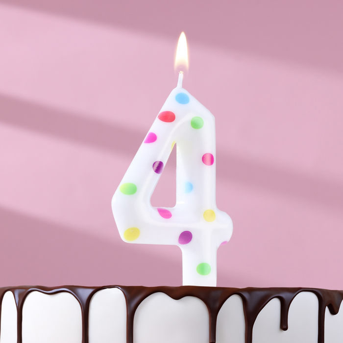 Свеча в торт на день рождения «Конфетти», цифра "4" , ГИГАНТ, 9 см - Фото 1