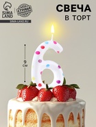 Свеча в торт на день рождения «Цифра 6 », 9 см - Фото 1