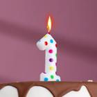 Свеча в торт на день рождения «‎Цветное конфетти»‎, цифра "1", 5.5 см - фото 8976603
