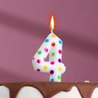 Свеча в торт на день рождения «‎Цветное конфетти»‎, цифра "4", 5.5 см - фото 8976612