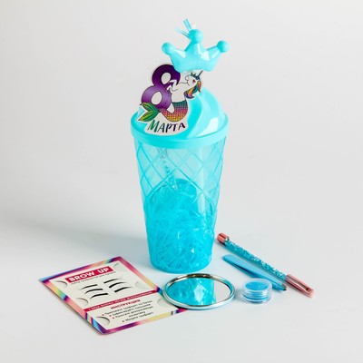 Подарочный набор для макияжа бровей «8 марта», пинцет, кисть для макияжа, зеркало, трафарет, Beauty Fox