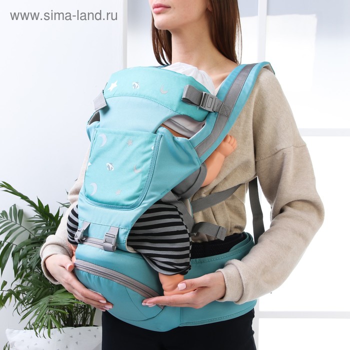 Рюкзак-кенгуру, хипсит для малыша «Звезды», от 3 до 20 кг., цвет голубой - Фото 1