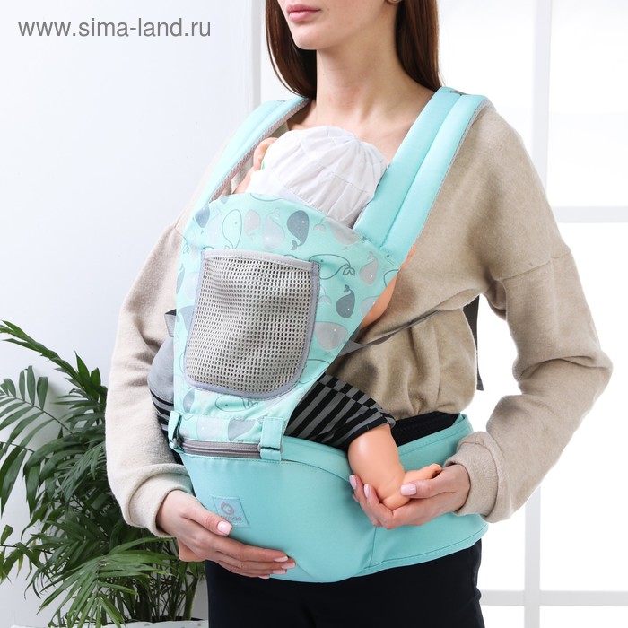 Рюкзак-кенгуру, хипсит для малыша «Рыбки», от 3 до 20 кг., цвет бирюзовый - Фото 1
