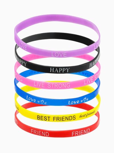 Браслеты силиконовые Forever young, набор 6 шт., цветные, d=5.5 см