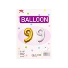 Шар фольгированный 40" Цифра 9, цвет серебряный - фото 25552322