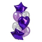 Букет из шаров «Фиолетовый», сердце, звезда, фольга, латекс, набор 10 шт. - фото 319707455
