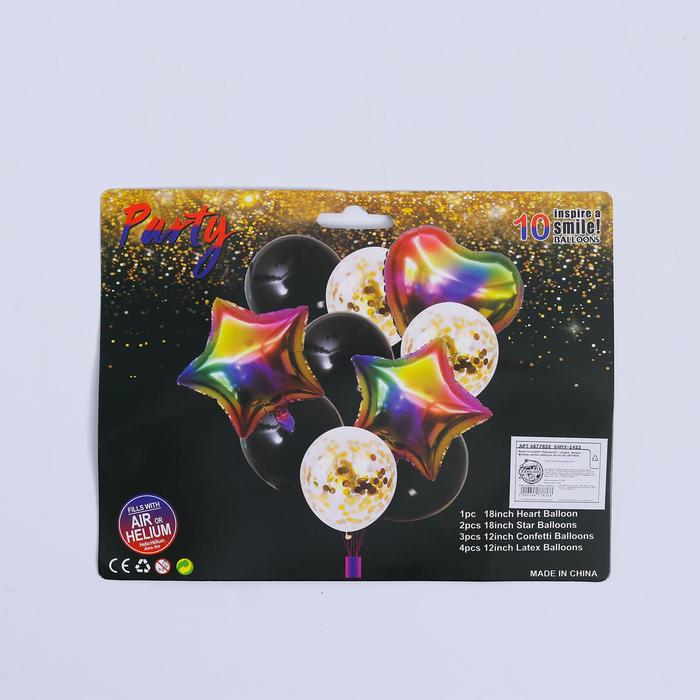 Букет из шаров «Радужный», сердце, звезда, фольга, латекс, набор 10 шт. 4877836