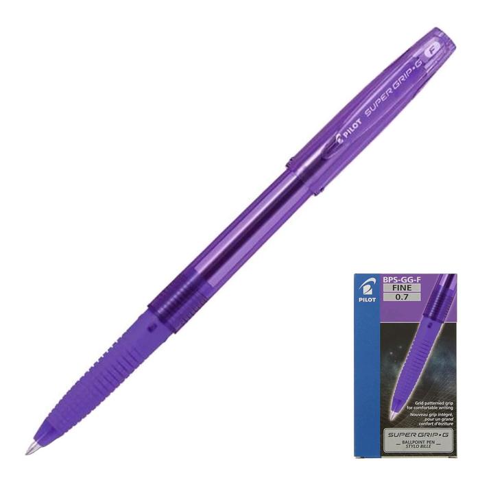 Ручка шариковая Pilot Super Grip G, 0,7 мм, резиновый упор, стержень фиолетовый - Фото 1