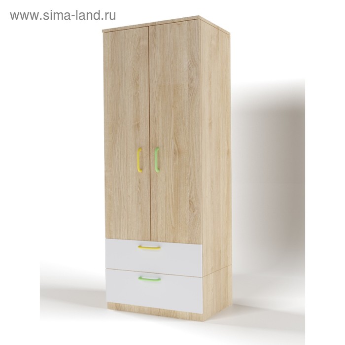 Шкаф 2-х дверный с ящиками «Стайл», 800 × 550 × 2110 мм, цвет дуб сонома / белый - Фото 1
