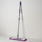 Швабра для мытья пола плоская, пластиковый флаундер, стальной телескопический черенок, микрофибра букли, 60×15×130 см, цвет МИКС - Фото 1