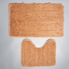 Набор ковриков для ванны и туалета, 2 шт: 40×50, 50×80 см, цвет коричневый - Фото 2