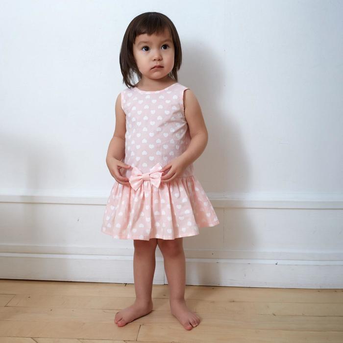 Платье-боди для девочки MINAKU: cotton collection цвет розовый/белый, рост 68 - Фото 1